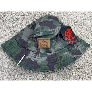 Gramicci Bucket Hat Running Man‎ Olive Camouflage S/M Outdoor Adventure Cap NWT